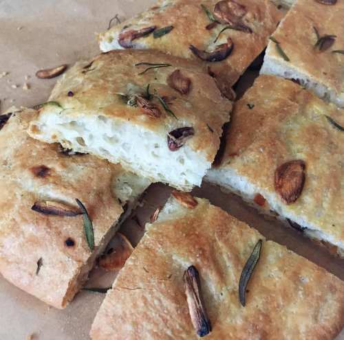 Focaccia with Roasted Garlic and Rosemary 