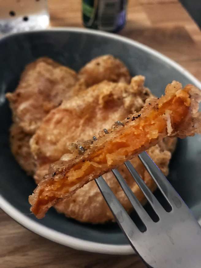 Beer-battered sweet potato tempura