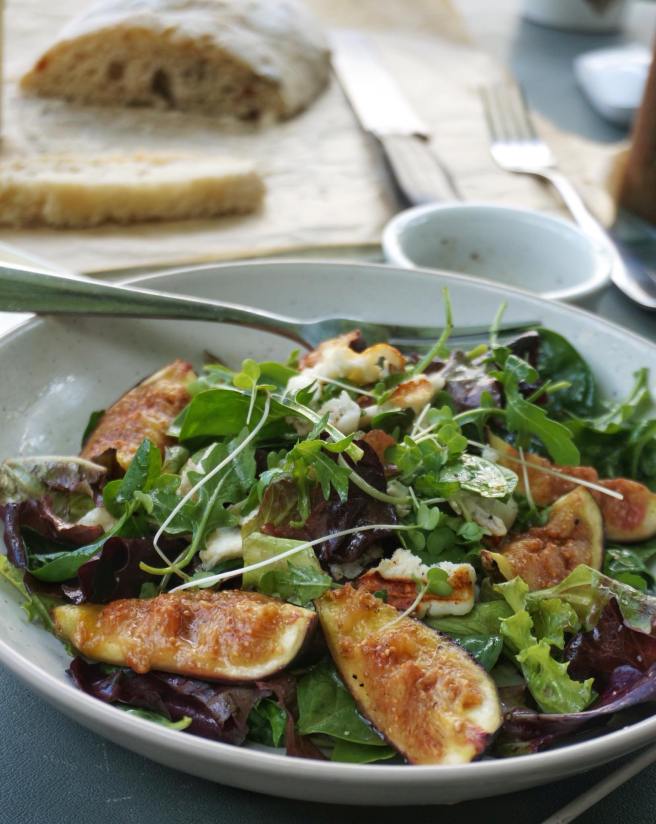 Fig and Halloumi Salad with Lemon Balsamic Dressing 